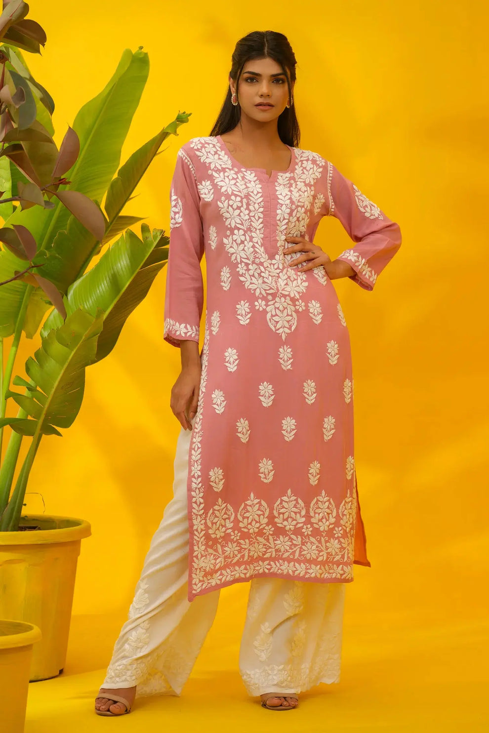 Dhunki Modal Chikankari Straight Kurta The Lucknowi Chikan