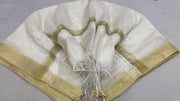 Handcrafted Chikankari Dupatta Semi Chanderi